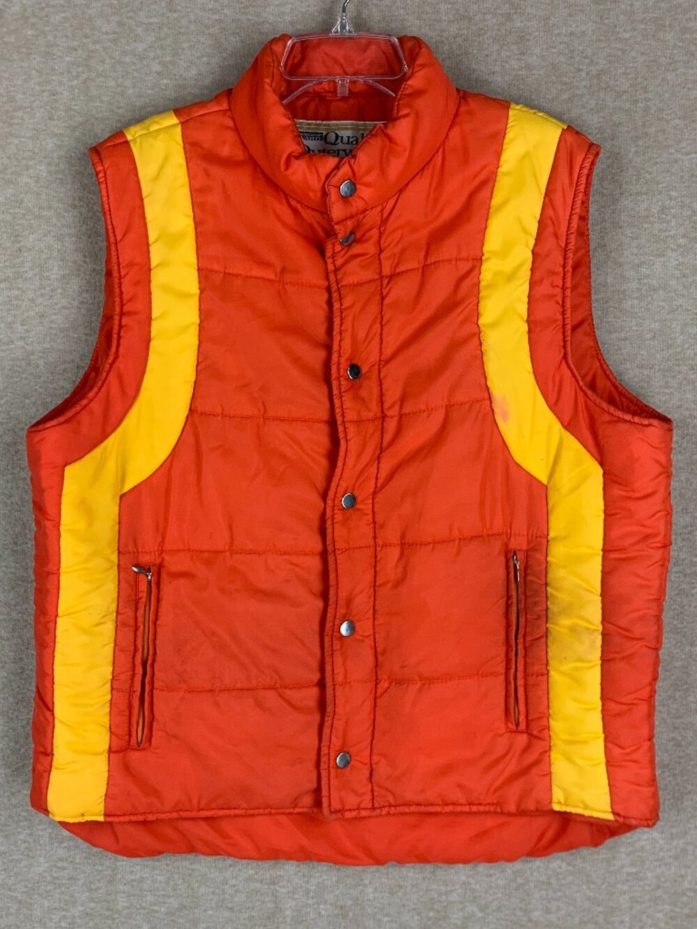 Vintage 70s Puffer Vest Mens XL Montgomery Ward Orange Color Puff Gorpcore